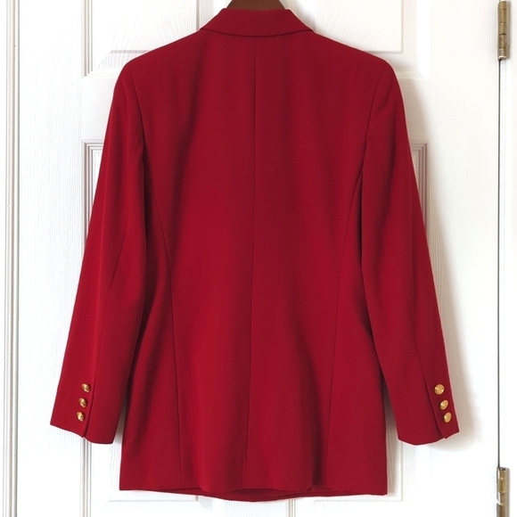 Liz Claiborne 90's Vintage Classic Wool Double Breasted Blazer Jacket Red 4P - Picture 11 of 12